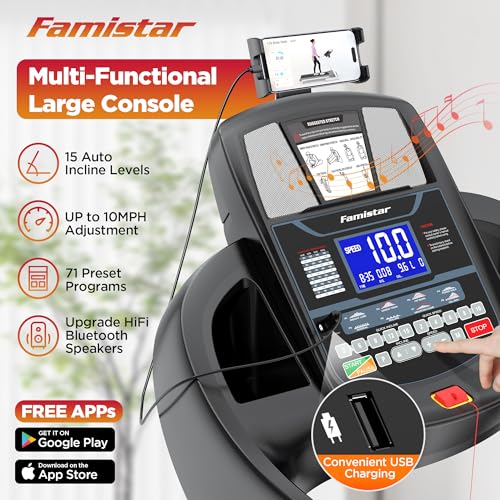 Image of 5.1HP Folding Treadmill for Home with 15% Auto Incline, 300 LB Capacity, Portable Foldable Treadmill, Free APP Control, Adjustable iPad Holder, 10MPH Speed, 71 Programs, Knee Strap Gift