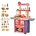 HOMCOM Cocinita de Juguete para Niños de +3 Años Cocina Infantil Juego de rol Incluye 51 Piezas Utensilios con Efectos de Luz y Música 71,5x35x85,5 cm Multicolor