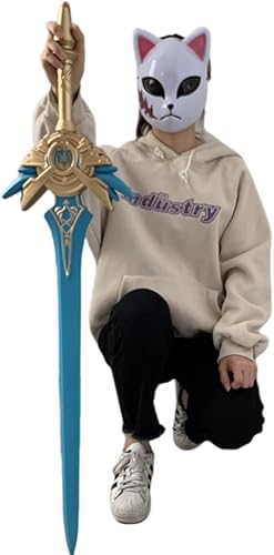 Miniatura 5 de damdos Espadas de cosplay de 40 pulgadas para Halloween, lápida de lobo, espada de hoja de cielo, espada Qing, regalo de cumpleaños (hoja de cielo)