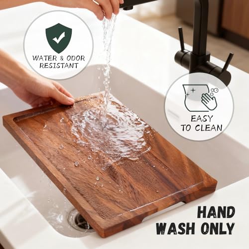 Set 3 tablas de cortar de nogal natural sólido con soporte antideslizante miniatura 4