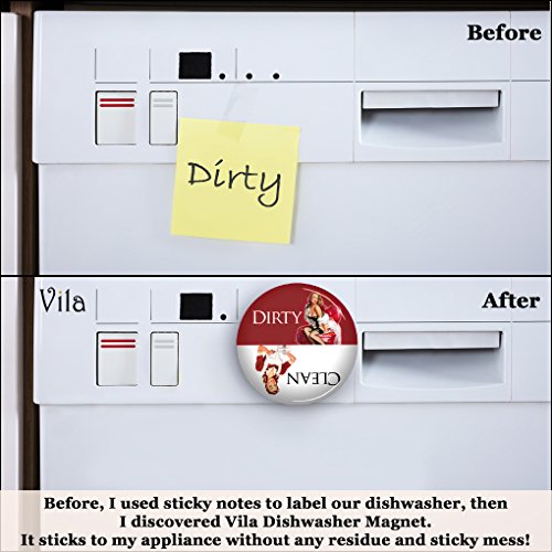 VILA Dishwasher Magnet, Household Appliance Badge Depicts “Clean” & “Dirty”, Easy to Read White Letters with Black Background, Use on Magnetic Surfaces Such as Stainless Steel, Iron & Nickel, 1-pc - Thumbnail 5