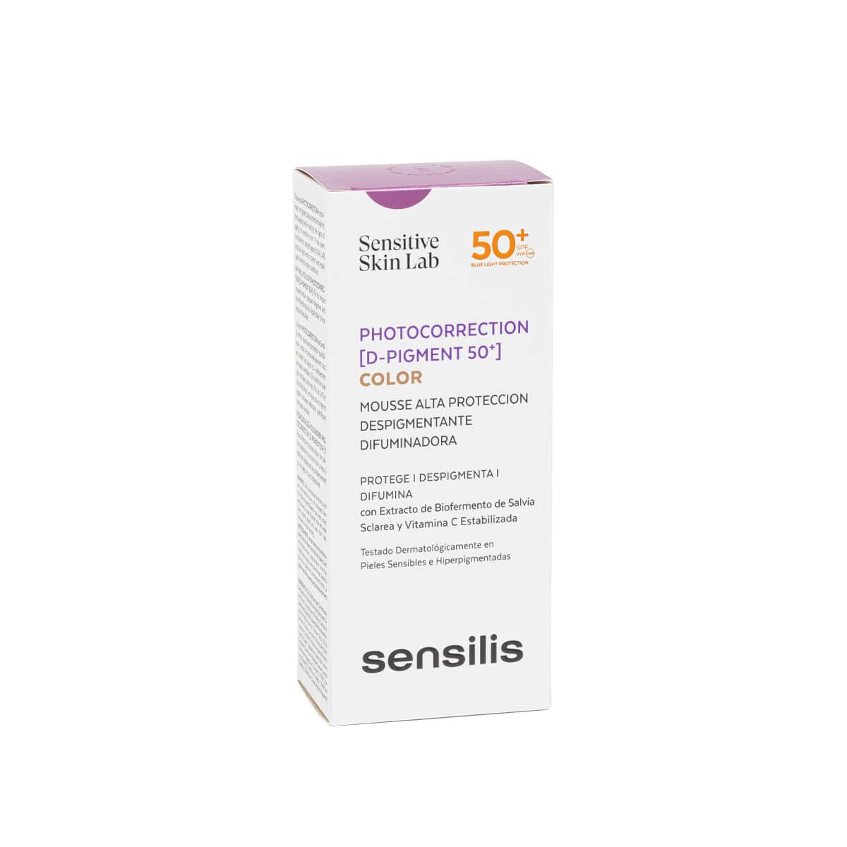 Sensilis – Photocorrection D-Pigment, Solar Facial SPF50+, 40 ml | SPF50+, Despigmentante, Textura Mousse, Previene Manchas, Difumina el Tono, Antiedad, Facial, Uso Diario, Antiedad