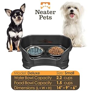 Neater feeder deluxe mess proof dog bowls elevated for small breedmade in usano spill raised dog food bowl standstainless steel food and water bowl set pet feeding station black  urban country home decor