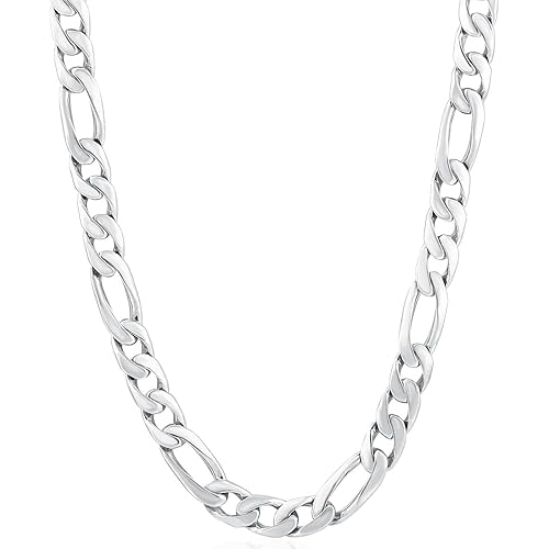 P3 POMPEII3 Pompeii Men's Classic Figaro 14k Gold (86gram) or Platinum (161gram) 8mm Link Chain Necklace 27"