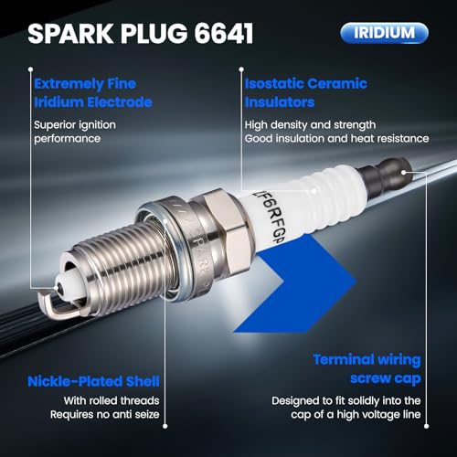 Image of 6441 Iridium Spark Plugs 8 Pack - Compatible with Jeep Grand Cherokee Commander Compatible with Dodge Ram 1500 2500 3500 Durango Dakota B1500 B2500 B3500, X5 550i 750i - Replaces ZFR6FIX-11