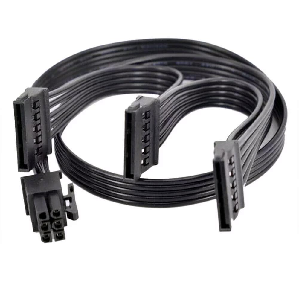 Cavo SATA 6 Pin A 3x15 Pin Per Alimentatori Seasonic E Antec – Splitter Per Mining E HDD, Lunghezza 47,6 Cm