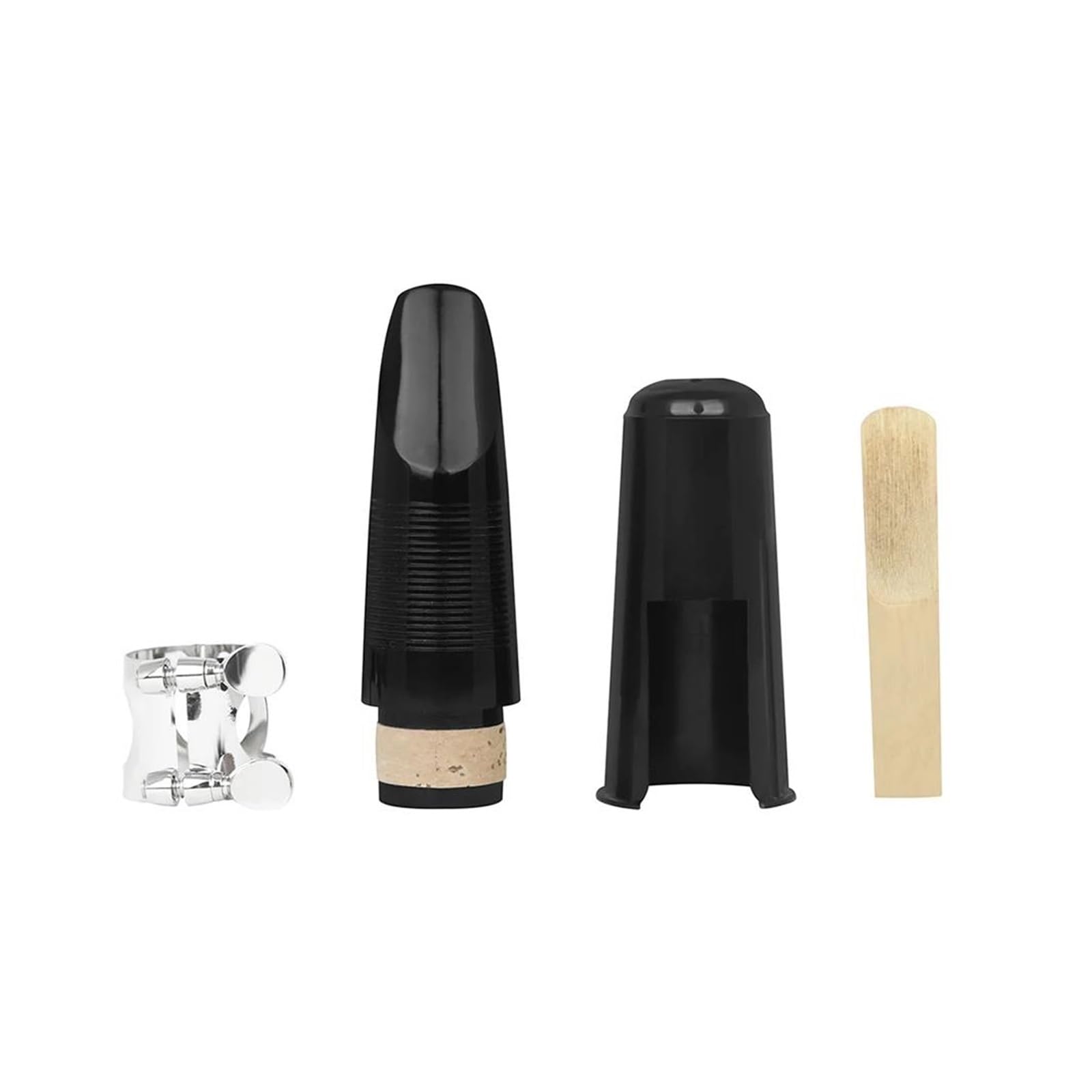 professionelle Klarinetten zubehör 4-teiliges Klarinetten-Mundstück-Set Mit Mundstück-Clip, Clip-Kappe, Rohrblatt, Klarinette, Musikinstrumenten-Zubehör
