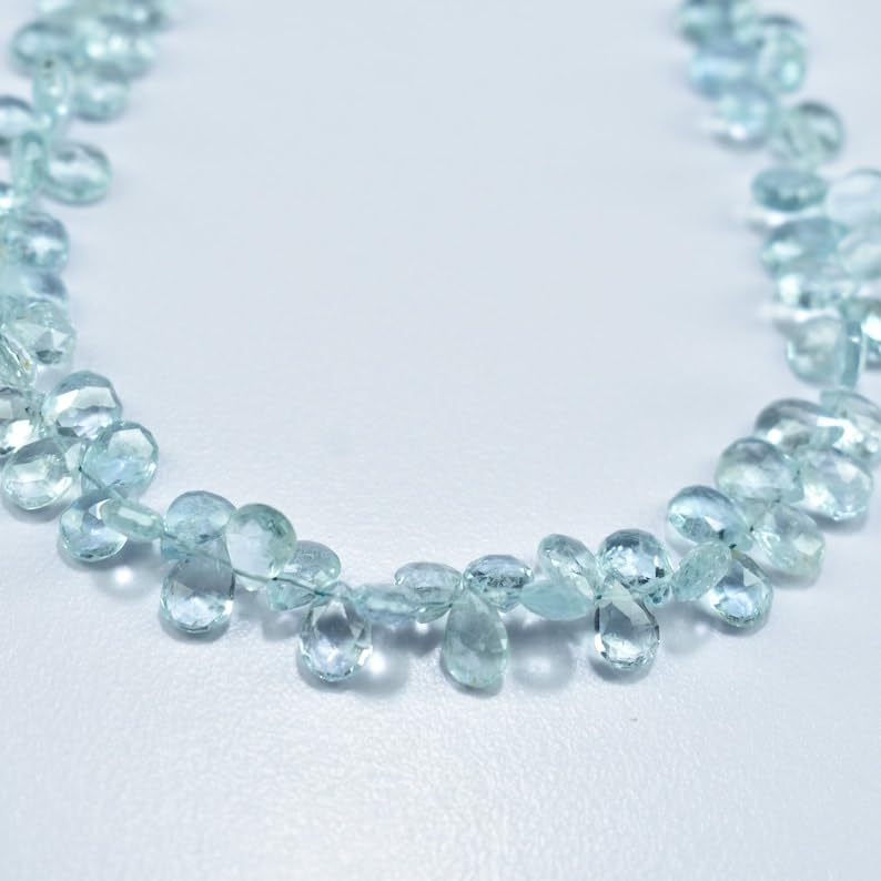 Naturalne fasetowane koraliki z akwamaryny gruszki 5,5 x 7,5-5,5 x 8 mm 18 cm długi sznurek tworzenie biżuterii koraliki z kamieni szlachetnych do naszyjnika bransoletki