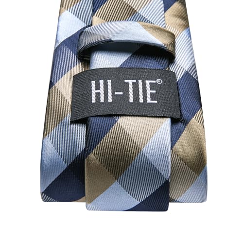 Image of Hi-Tie Men's Silk Ties Formal Woven Classic Necktie Pocket Square Cufflinks Lapel Pin Set Wedding Business