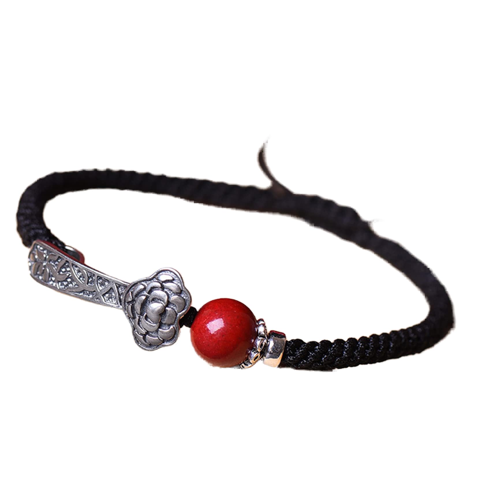 NZpost Pulsera de cinabrio de Plata esterlina, Pulsera con dijes de Ruyi, Pulsera de Hilo Rojo, Amuleto de Riqueza, Pulsera de Buena Suerte, talismán Fuerte, Pulsera de cinabrio St1 (Oro Ajustable)