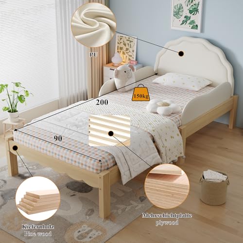 Cama de 90x200 cm con protección lateral para evitar caídas infantiles 8