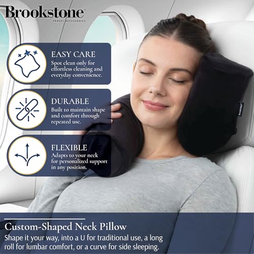 Image of Brookstone Free Form Travel Pillow Lightweight Flexible Memory Foam Pillow