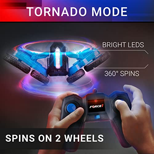 image for Force1 Tornado Red LED Remote Control Car for Kids - Double Sided Fast