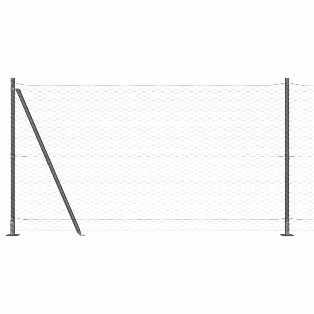 Steel Fence Post Grey 25 x 1.4 m (36 mm Mesh) Outdoor Garden Fence Perimeter Kit with Concrete Posts Weather Resistant Corrosion Proof Rectangular Design for Terrace Yard Security