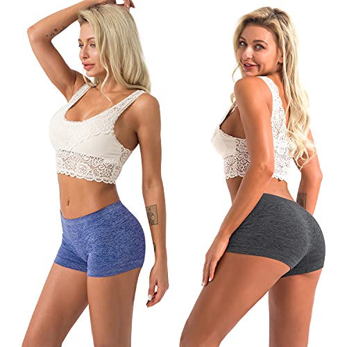 Image of Ruxia Women's Seamless Boyshort Panties Nylon Spandex Underwear Stretch Boxer Briefs Pack of 5