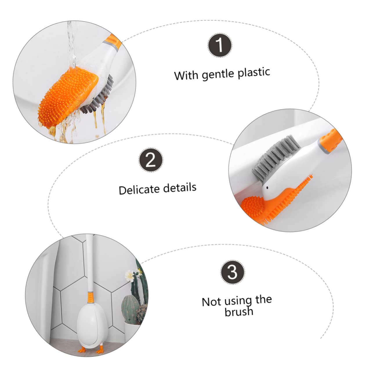 Juego de cepillos de inodoro – Cepillo de limpieza de baño resistente con cerdas suaves y limpiador multisuperficie para suelo de bañera y baño – Solución de higiene sin esfuerzo