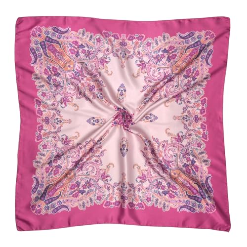 Mulberry Silk Feeling Head Scarf for Women Square Neck Satin Bandana for Bag Hair Scarves Gift 27.5"2