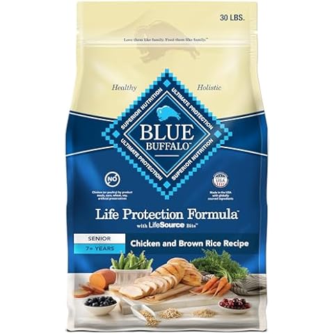 Blue Buffalo Life Protection Formula Senior Dry Dog Food, Supports Joint Health and Mobility, Made with Natural Ingredients, Chicken & Brown Rice Recipe, 30-lb. Bag Cover