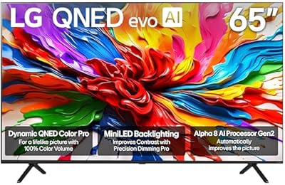 LG 65-Inch Class QNED evo AI QNED92A Series Mini LED 4K Smart TV w/Dolby Atmos, Dolby Vision, HDR10, AI Super Upscaling 4K, Filmmaker Mode, Wow Orchestra, Alexa Built-in (65QNED92AUA, 2025)