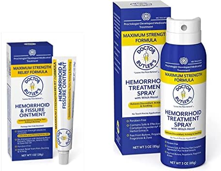 Doctor Butler's Hemorrhoid & Fissure Ointment and Spray - Hemorrhoid Treatment Bundle