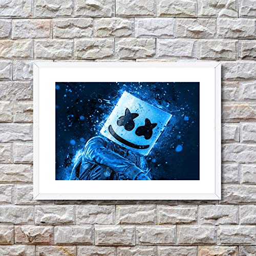 DJ Marshmello Neon Blue A4 Wall Poster + Free Bonus Poster by 2517