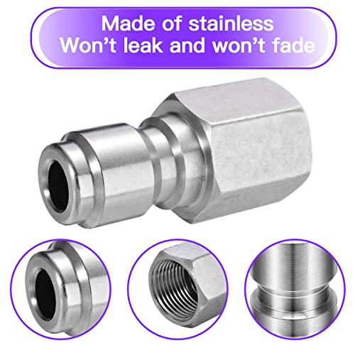 2Pcs Pressure Washer Coupler - Stainless Steel 1/4" Or 3/8" Male Quick Connect Plug, 1/4 Inch Or 3/8 Inch Female Npt Fitting, 5000 Psi (1/4 Inch Male Quick Connect Plug) #TOP2