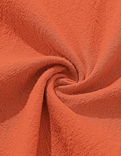 TARAINYA Kurze Hosen Herren Baumwolle Leinen mit Gummizug Freizeithose Shorts Herren Sommer Casual Leicht mit Taschen Orange L