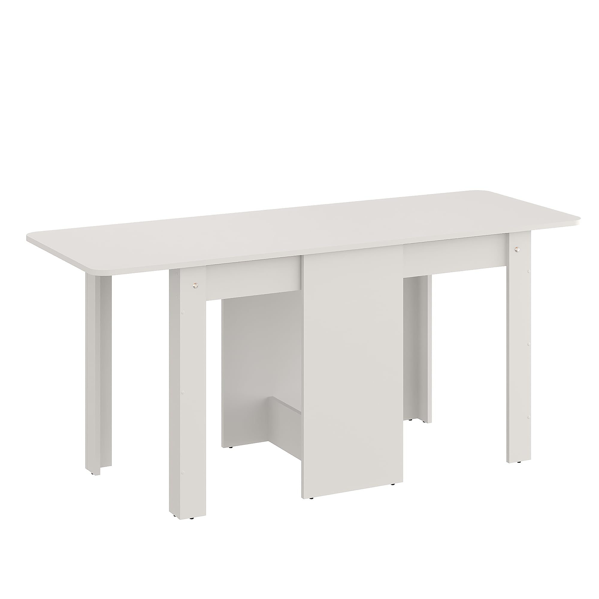 Komto Table a Manger Pliante Blanche - Table de Cuisine 2-4 Personnes, Pliable, Rabattable Gain de Place pour Petit Espace | MOVA 163 x 60 x 72,6 cm