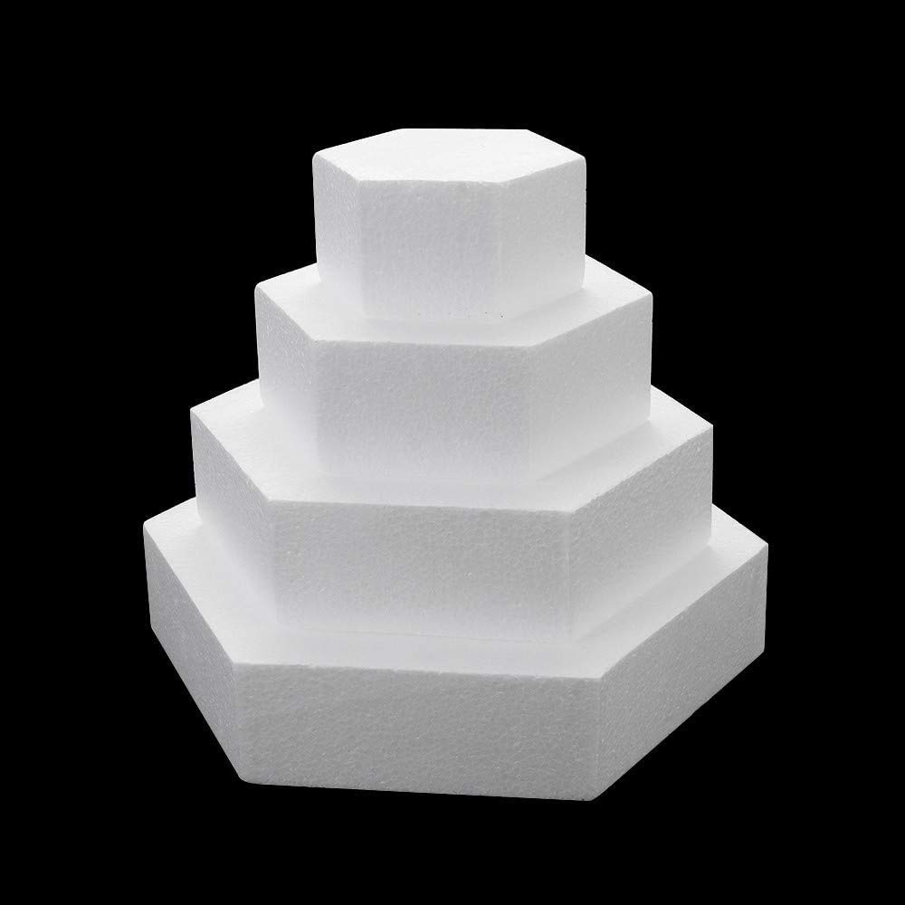 ZHONGJIUYUAN Hexagon Cake Dummy Set - 4-Piece -6, 8, 10, 12 Inches