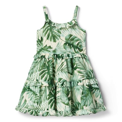 Janie and Jack, Womens, Girls Palm Print Dress (Toddler/Little Kid/Big Kid), 12 Years Green
