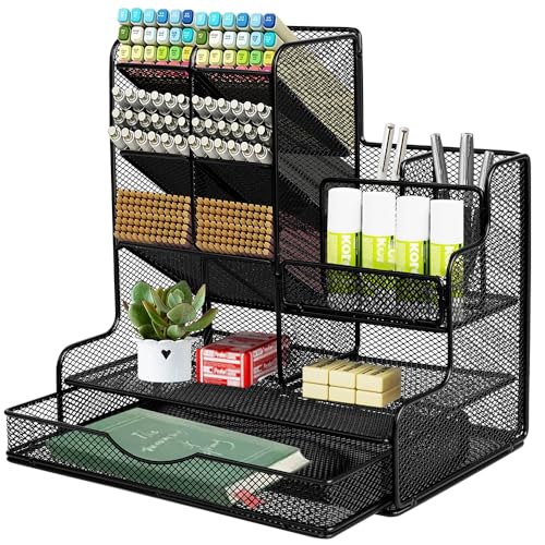 Suporte de Caneta de Malha para Mesa, Organizador de Lápis Multifuncional com Gaveta, Organizador de Mesa de Malha, Suporte de Lápis Para Mesa, Organizadores de Mesa E AcessóRios