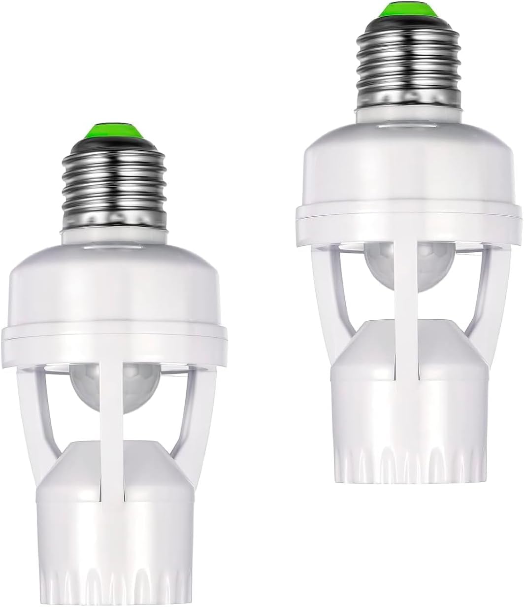 Kit 2 Soquetes Sensor de Presença E27 360° Bivolt com Fotocélula Acendimento Automático