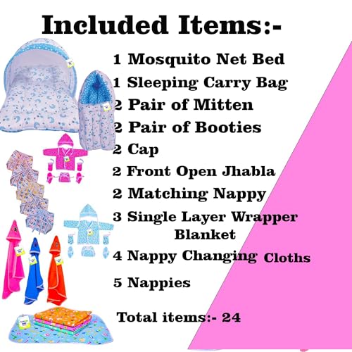 Image of Toddylon New Born Baby Essentials Kit 24 Combo Set (0-6 Months) | Newborn Baby Hospital Bag Kit | Infant Combo Set for New Born | Newborns Baby Dress & Clothing Set | Infants Essentials Kit