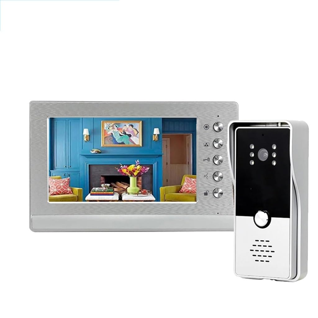 MOBYGKFY 7 Inch Wired Video Intercom Indoor Monitor Door Phone for Access Control System Unlock Talk Doorbell