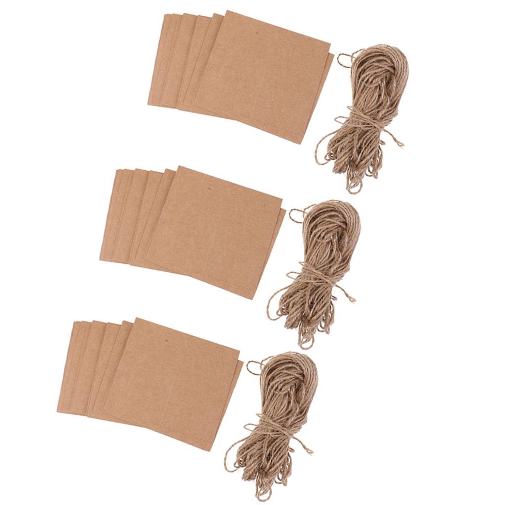 MERISHOPP™ 150X Brown Kraft Paper Blank Card with Twine Bow Rustic Wedding Place Name Card 1