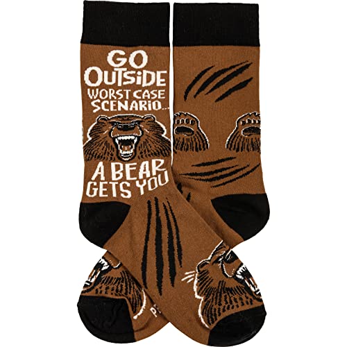 Primitives by Kathy Go Outside Worst Case Scenario…A Bear Gets You Socks2