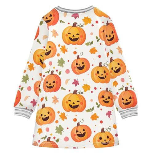 Kawai Pumpkin Girls Dresses Long Sleeve Sweatshirt Dress for Girls Winter Toddler Casual A Line Dresses Size 2-8T2