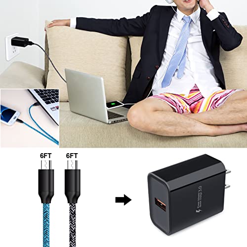 Micro USB Charger with Wall Plug Android Phone Charger Fast Charging for Samsung Galaxy S7 S6 J8 J3, 7V/J7 Prime/Star/Sky Pro/Refine, Moto E E5 E4 Plus/Play,E5 Supra,G5 G5S G4 Plus/Play,G6 Play/Forge - image 6