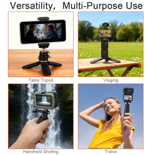 Image of Mini Tripod for DJI OSMO Pocket 3, Portable Handheld Tripod Handle Grip Self Stick Desk Tabletop Stand Mount with 1 /4 inch Screw for DJI OSMO NANO Action 6 5 Pro 4 /Gopro13 12 /Insta360 X5 X4 Ace Pro /AKASO
