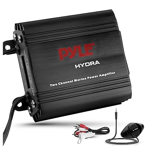 Pyle 2-Channel Marine Amplifier Receiver - Waterproof and Weatherproof Audio Subwoofer for Boat Stereo Speaker & Other Watercraft - 400 Watt Power, Wired RCA, AUX and MP3 Audio Input Cable