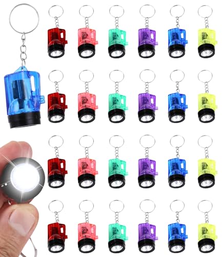 Cexovo 24 Stück Mini Taschenlampe Schlüsselanhänger LED Schlüsselanhänger Kinder Taschenlampe, Bunt Kindertaschenlampe Spielzeug für Kinder Mitgebsel Geschenke zur Einschulung Camping Wandern
