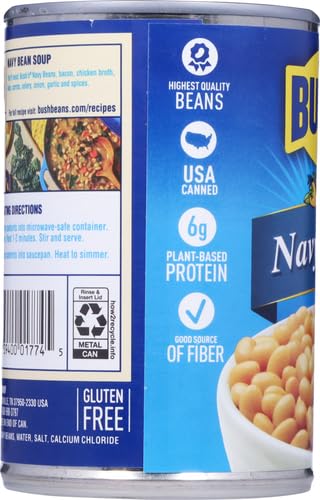 Miniatura 9 de BUSH'S BEST Frijoles marinos enlatados de 16 onzas, fuente de proteína y fibra a base de plantas, bajo en grasa, sin gluten
