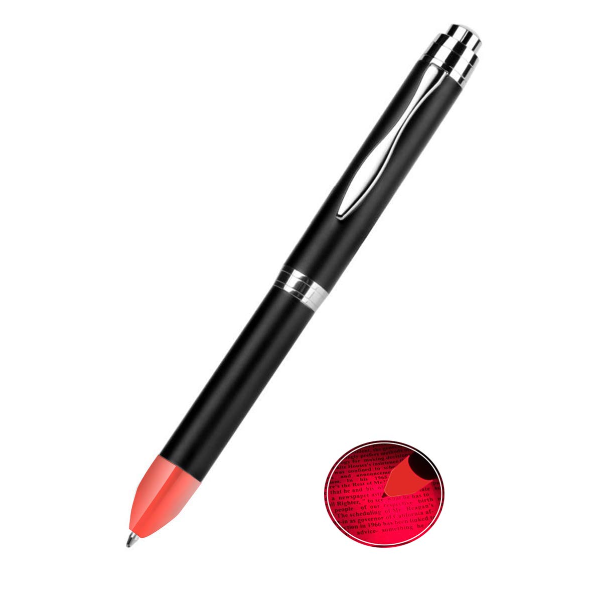 Yacig Light Up Pen, Technical Pen with LED Light Tip, Two Brightness Settings, AAA Battery Powered, Small LED Flashlight Pen, Red Light (1-Pack)