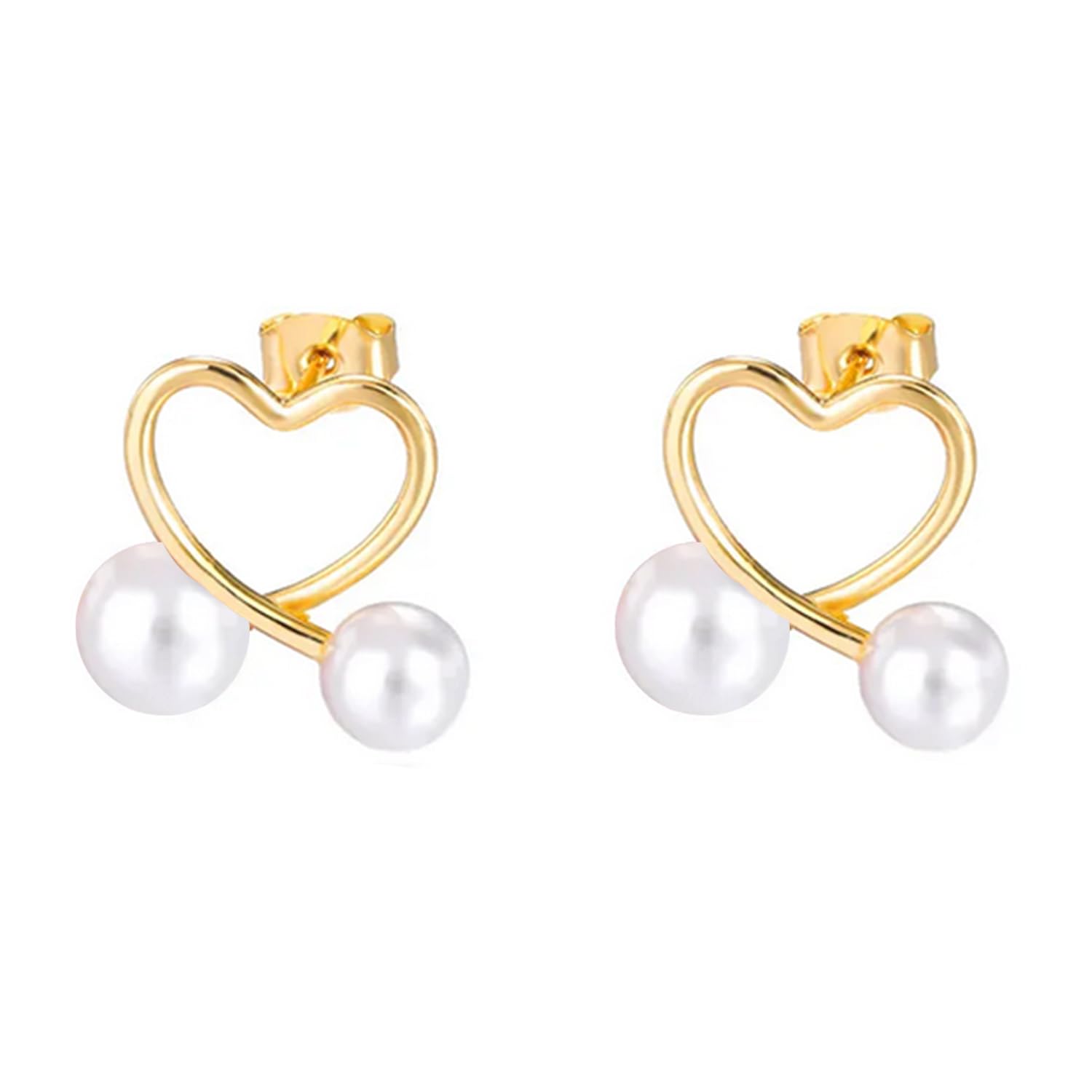 Okos Women Fashion Jewellery Gold Plated Delicate Heart Shape Pearl Stud Earrings For Girls and Women ER1000151HRT (B0CQFTYM86) Amazon Price History, Amazon Price Tracker