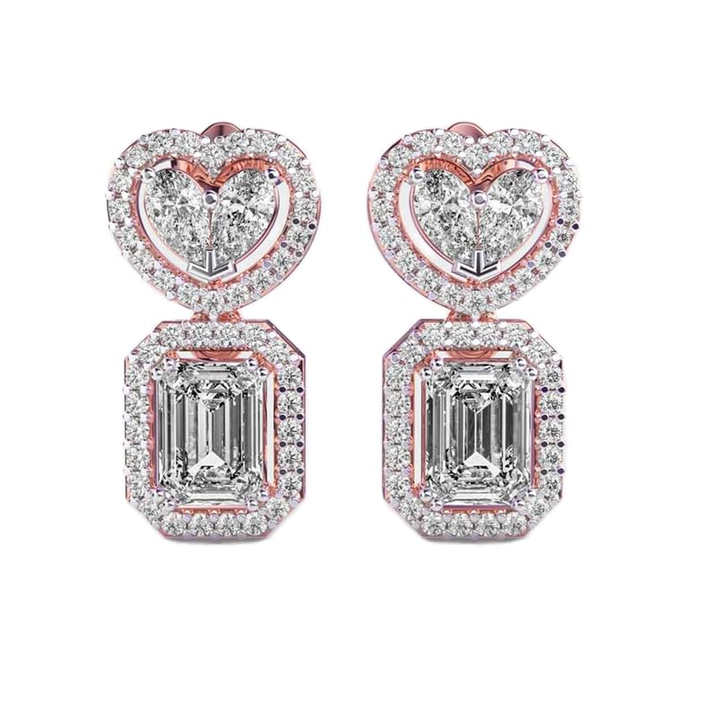 Orecchini pendenti in argento sterling 925 per tutti i giorni | Placcatura in oro rosa | N. pietra: 90 | Dimensioni gemma: 0,08-0,89 mm | Peso: 2,69 crt | Forma: mista | 4,538 grammi | R_00282