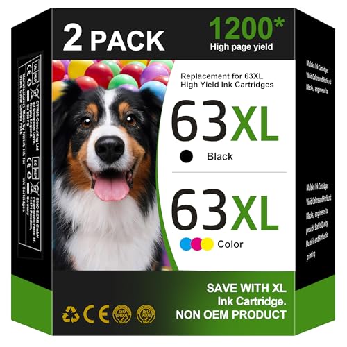 Envy 4520 Printer Ink Cartridges for HP Ink 63, for HP 63XL Ink Cartridge Black and Colour,...