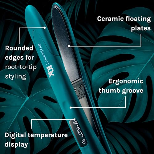 Image of Bio Ionic 10X Styling Iron, Hair Straightener with 1 inch Sonic Vibrating Plates, Flat Iron with Ion Generating Mineral Complex, Versatile Styler for Wavy & Straight Hairstyles