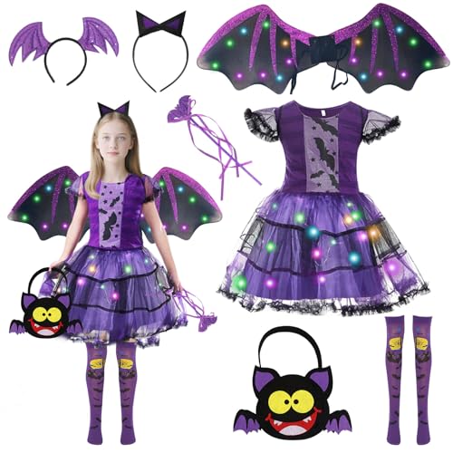 GAROMIA Fledermaus Kostüm Kinder Halloween Kostüm Kinder Mädchen Vampir Kostüm Fledermaus Halloween Für Karneval Cosplay Party