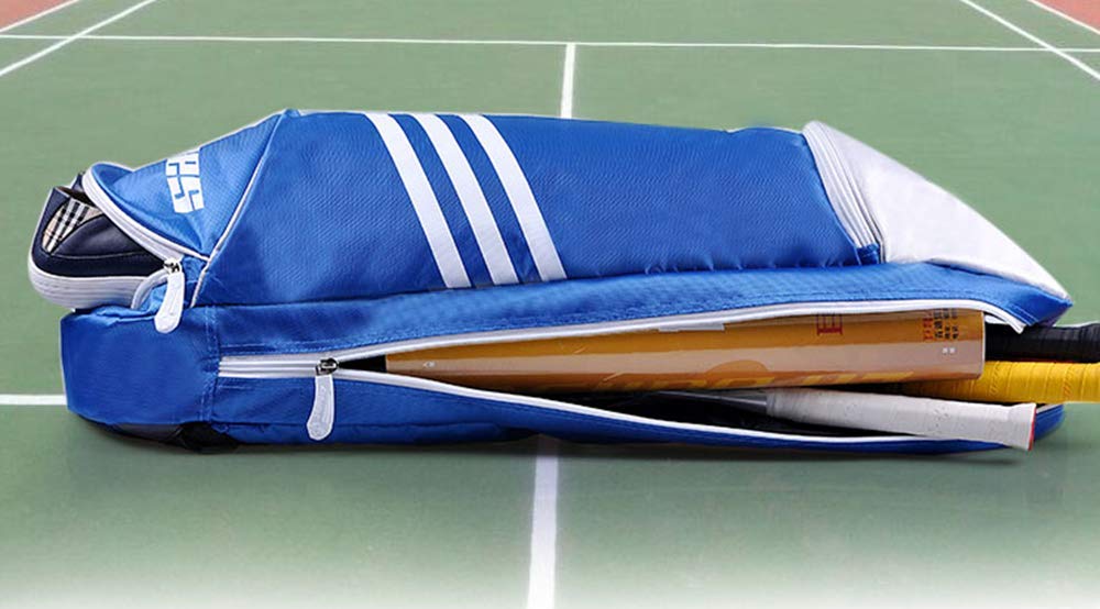 IFEVER Sac à dos en polyester pour raquette de badminton avec compartiment à chaussures, grand sac à dos à bandoulière pour raquette 3 raquettes (bleu)
