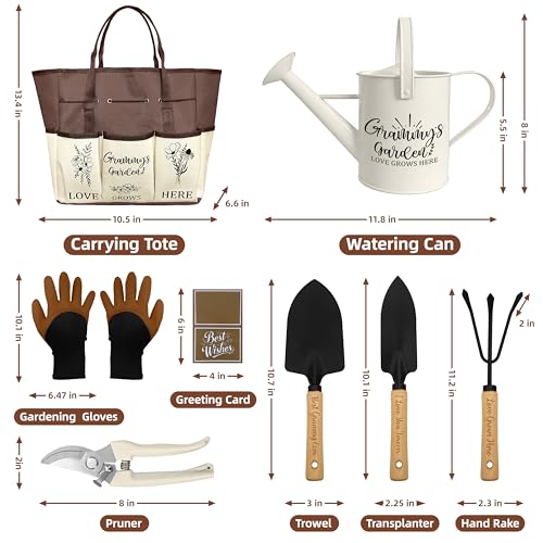 Set de herramientas para jardín con tote marrón miniatura 3